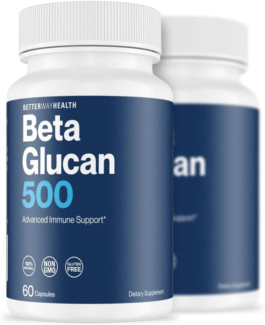 Advanced Immune System Booster Supplement with Beta Glucan 500 - 500mg 60 Capsules (Pack of 2) by Better Way Health