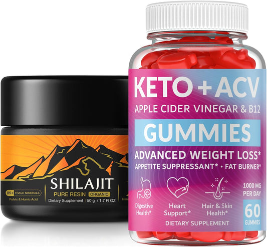 Advanced Keto ACV Gummies with Pure Himalayan Shilajit Resin - Slimming Formula Supplement for Women and Men