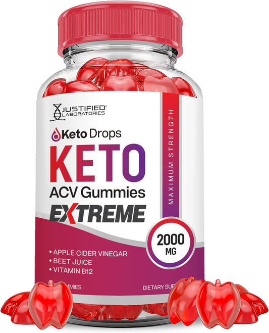 Advanced Keto Drops & ACV Gummies - 2000MG Formula with Pomegranate & B12 - 60 Vegan Gummies