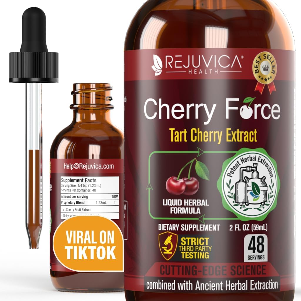 Advanced Liquid Tart Cherry Extract with Phytonutrients for Better Absorption - Real Cherries Formula by Rejuvica Health