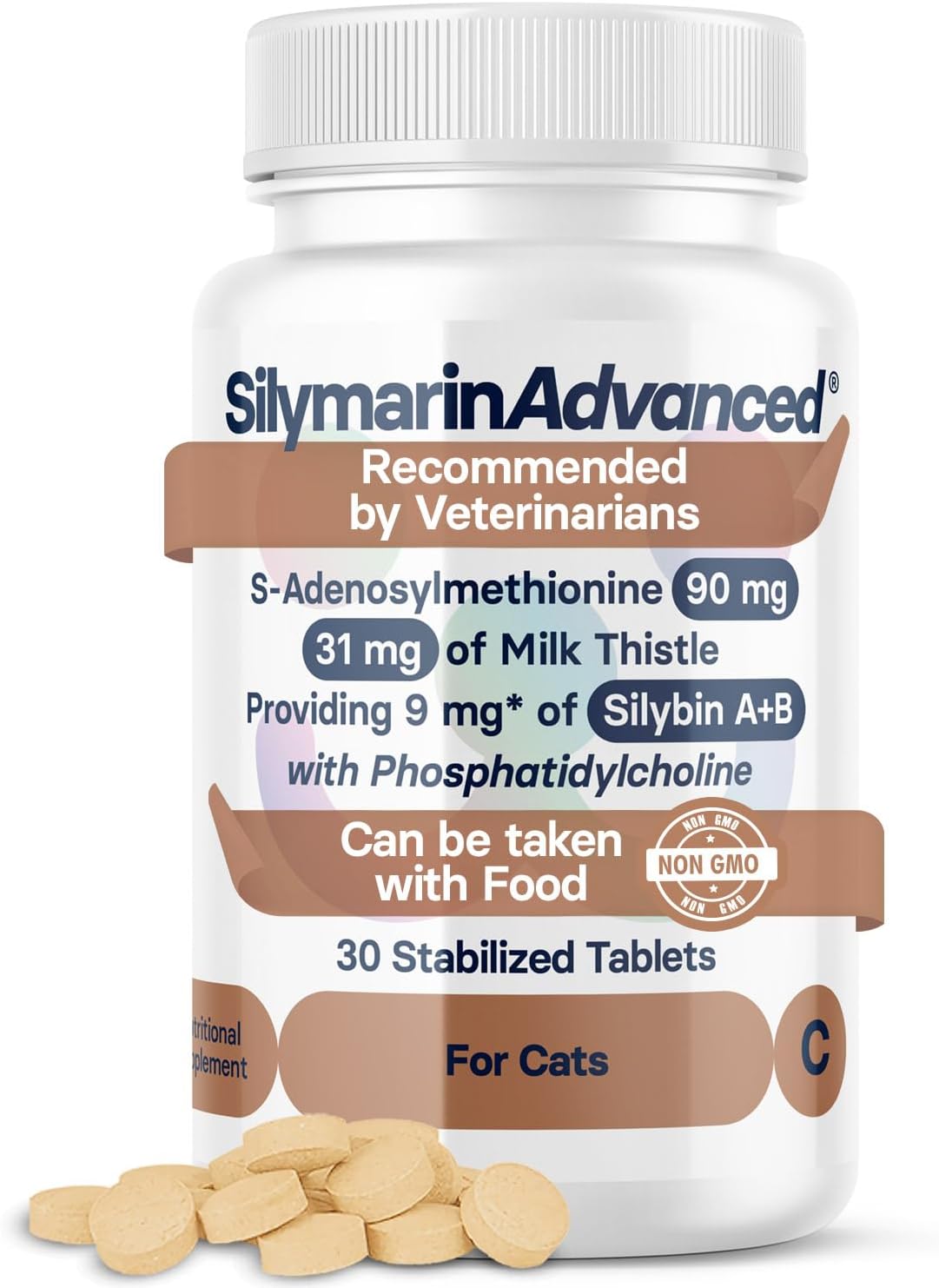 Advanced Liver Health Supplement for Cats - Milk Thistle with S-Adenosylmethionine & Silybin - 30 Tablets