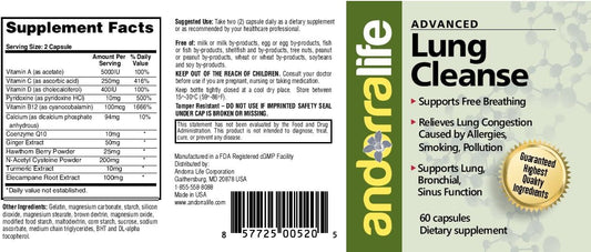 Advanced Lung Cleanse Supplement by Andorra Life - Natural Respiratory Support Formula for Healthy Lungs
