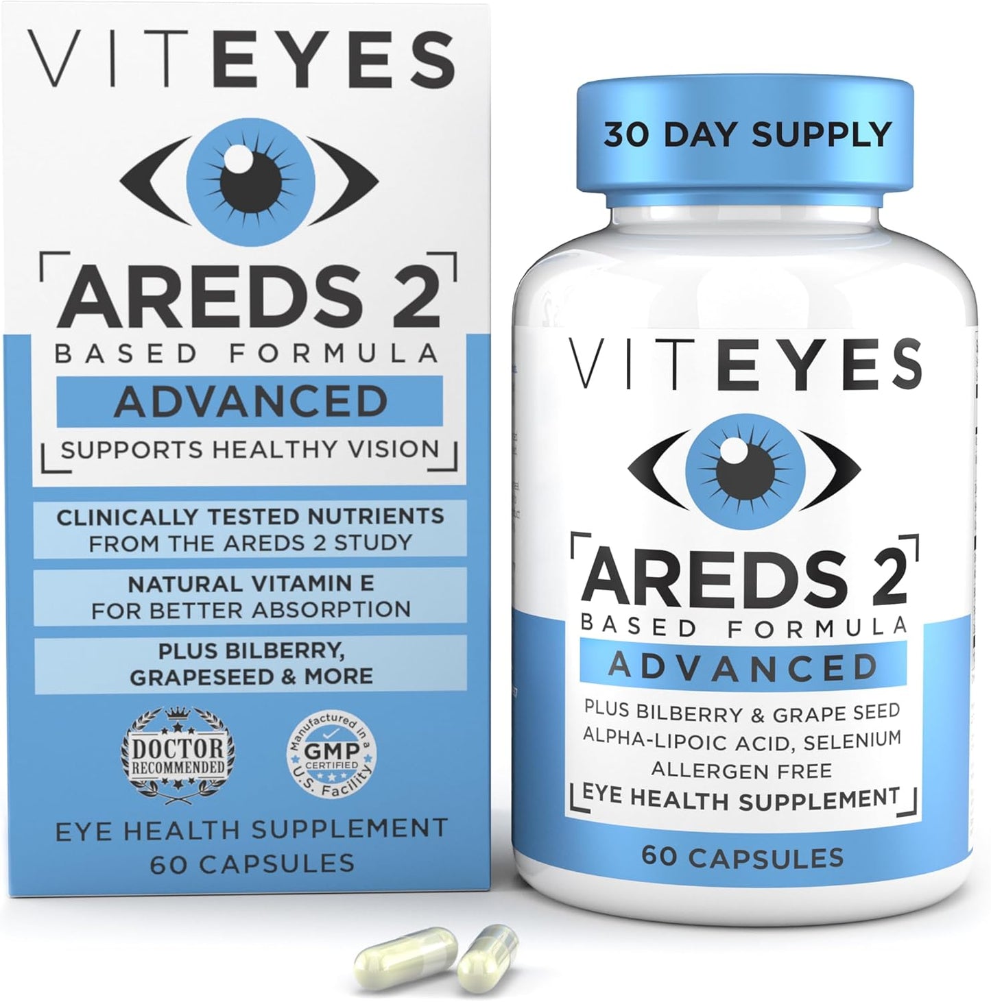 Advanced Macular Support with Bilberry, Grapeseed, Lutein, Vitamin E - 60 Count