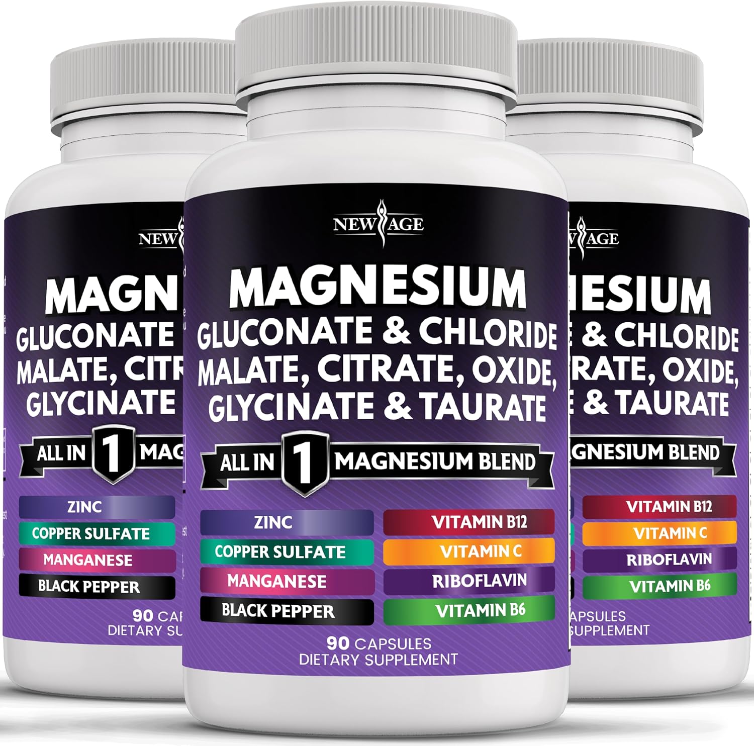 Advanced Magnesium Complex for Bone Health & Joint Support - 270 Count - Glycinate, Citrate, Malate, Oxide, Taurate, Aspartate, Gluconate, Orotate, Mag Chloride, Manganese - Powerful Formula