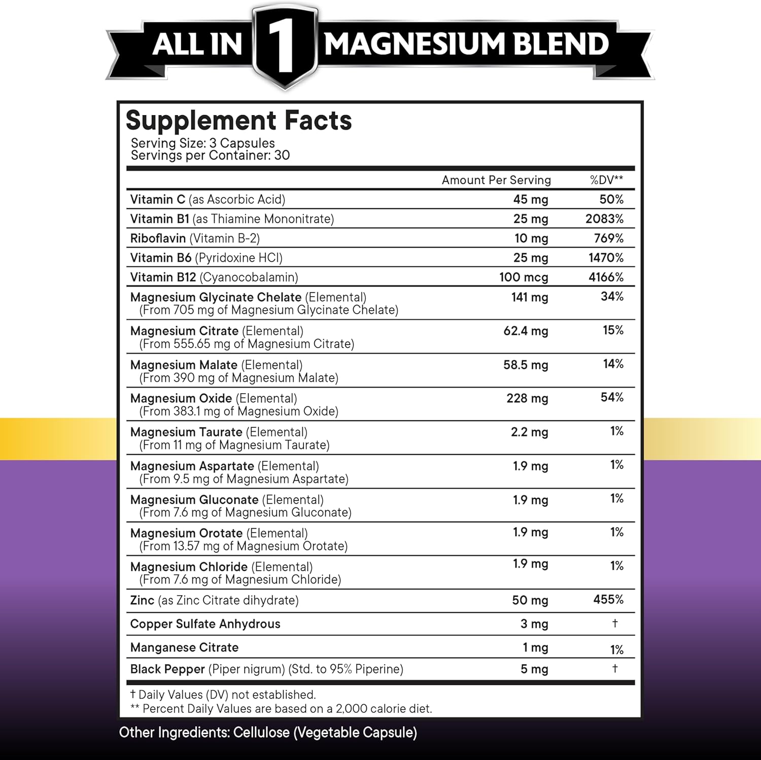 Advanced Magnesium Complex for Bone Health & Joint Support - 270 Count - Glycinate, Citrate, Malate, Oxide, Taurate, Aspartate, Gluconate, Orotate, Mag Chloride, Manganese - Powerful Formula