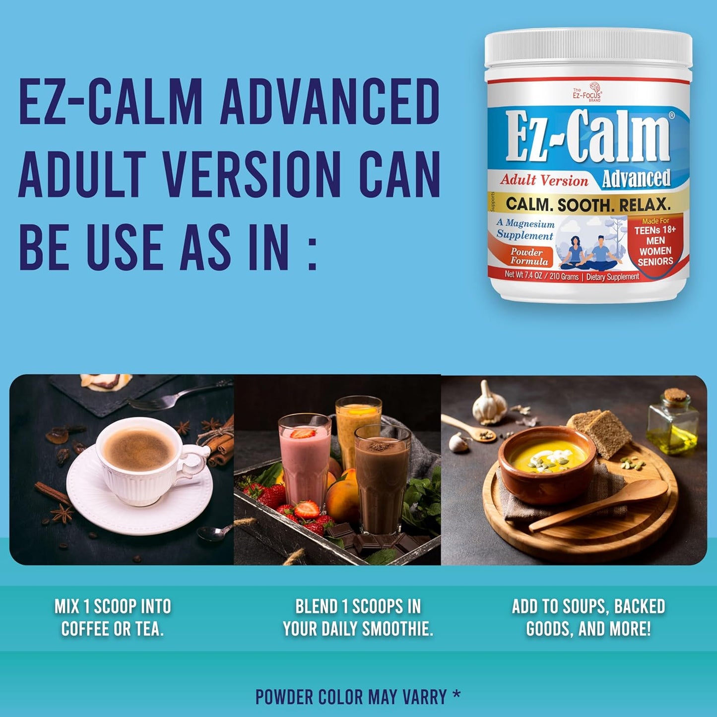 Advanced Magnesium Powder Supplement for Stress Relief and Mood Balance - Calm and Relax Naturally - 210g Vegan Formula for Adults and Seniors