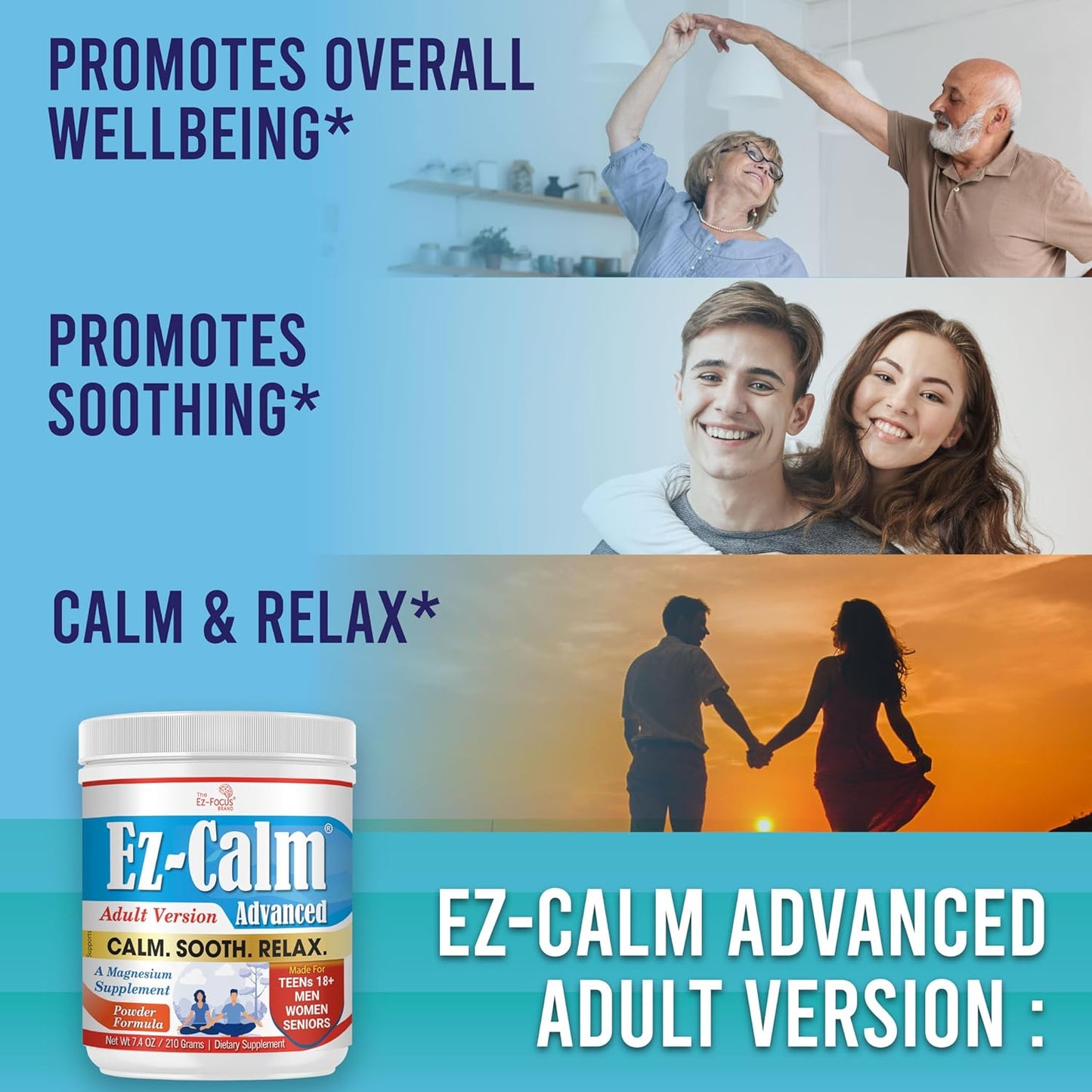 Advanced Magnesium Powder Supplement for Stress Relief and Mood Balance - Calm and Relax Naturally - 210g Vegan Formula for Adults and Seniors