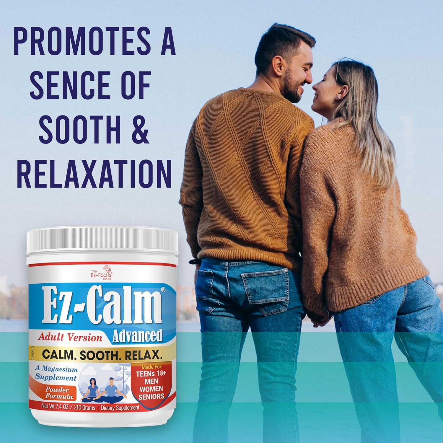 Advanced Magnesium Powder Supplement for Stress Relief and Mood Balance - Calm and Relax Naturally - 210g Vegan Formula for Adults and Seniors