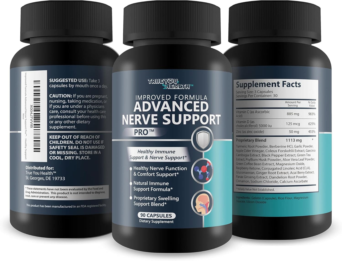 Advanced Nerve Support Supplement for Neuropathy and Nerve Damage Repair - True You Health's Best Formula for Nerve Support