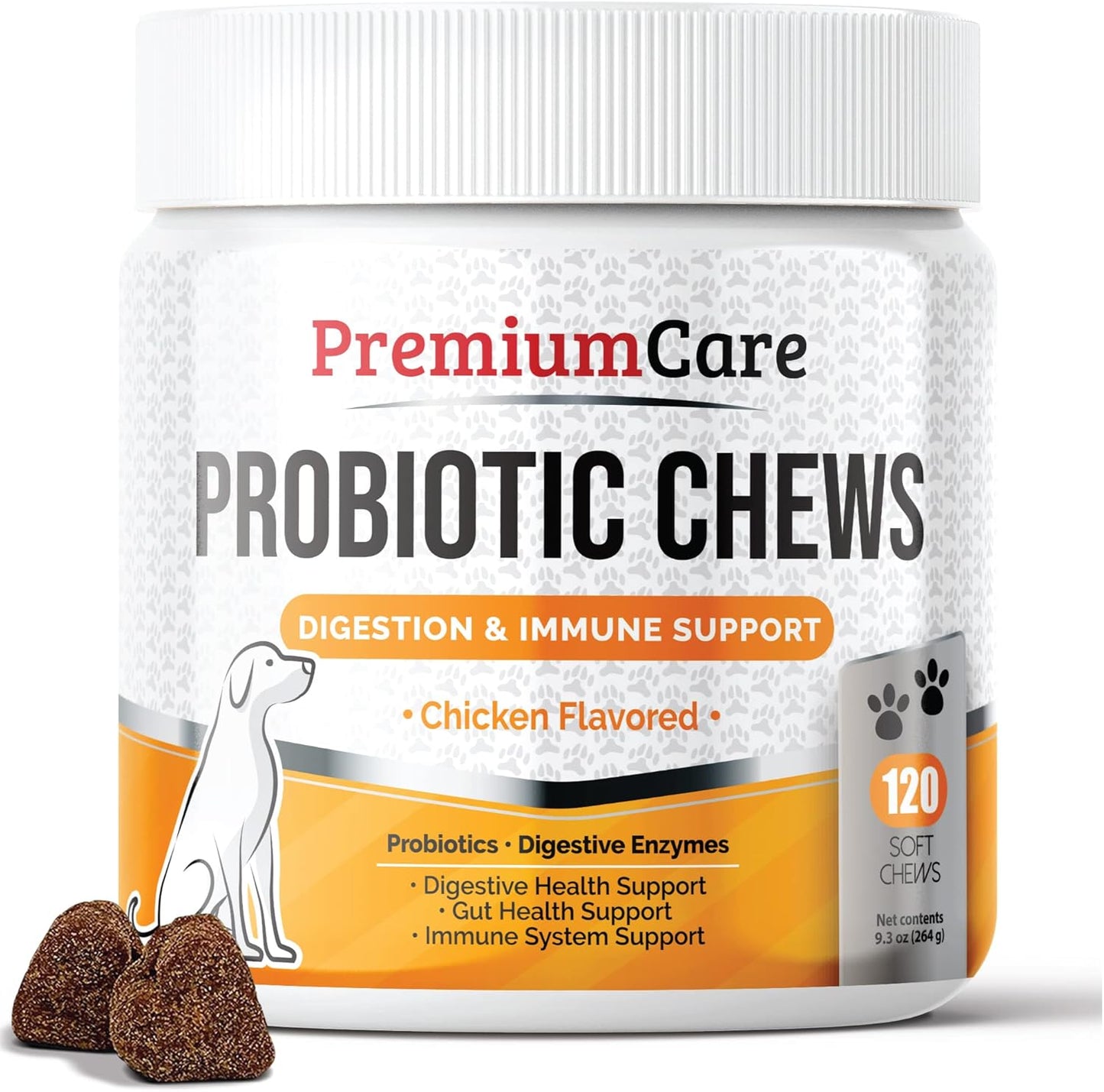 Advanced Probiotics for Dogs - Premium Care for Yeast, Itchy Skin, Ears - Supports Gut Flora, Bowel Health, Digestion - 120 Chews
