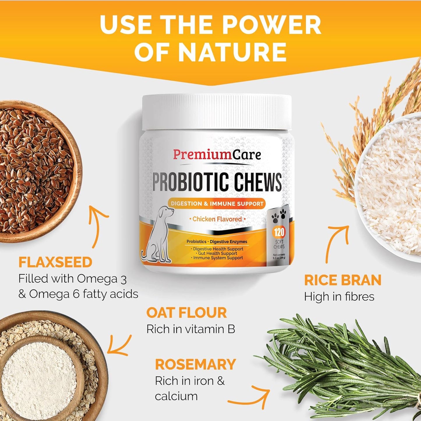 Advanced Probiotics for Dogs - Premium Care for Yeast, Itchy Skin, Ears - Supports Gut Flora, Bowel Health, Digestion - 120 Chews