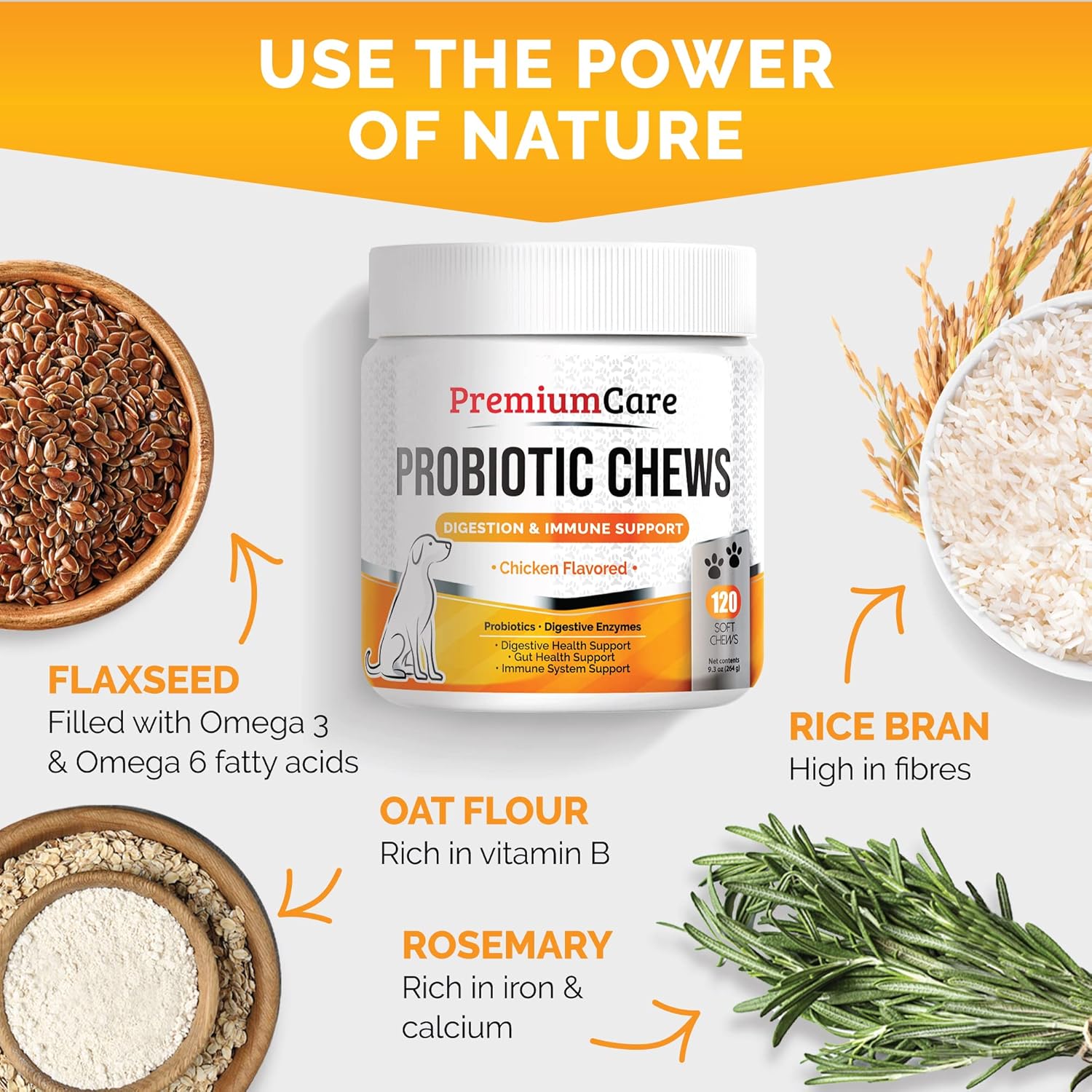 Advanced Probiotics for Dogs - Premium Care for Yeast, Itchy Skin, Ears - Supports Gut Flora, Bowel Health, Digestion - 120 Chews