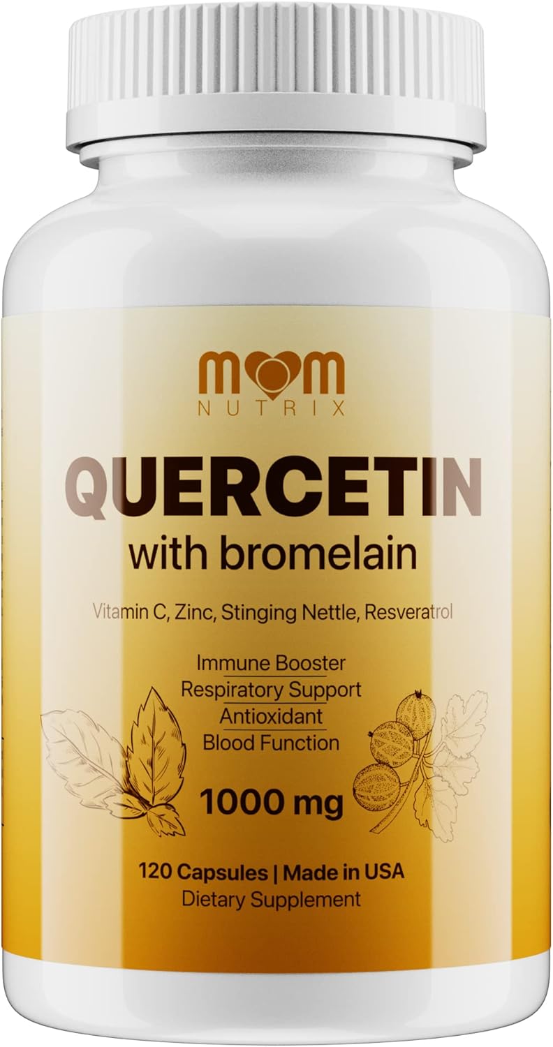 Advanced Quercetin and Bromelain Supplement with Elderberry, Nettle, Resveratrol, Zinc, and Vitamins C & D - 120 Capsules - Made in USA