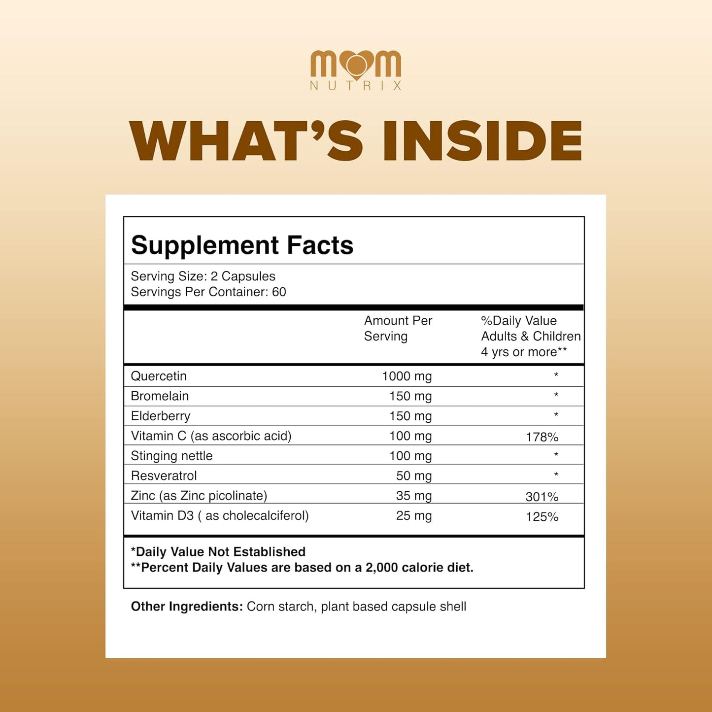 Advanced Quercetin and Bromelain Supplement with Elderberry, Nettle, Resveratrol, Zinc, and Vitamins C & D - 120 Capsules - Made in USA