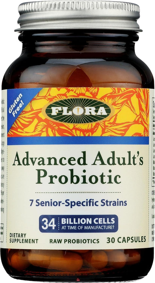 Advanced Senior-Specific Probiotic with 34 Billion Cells, Gluten-Free, Raw Formula - 30 Capsules