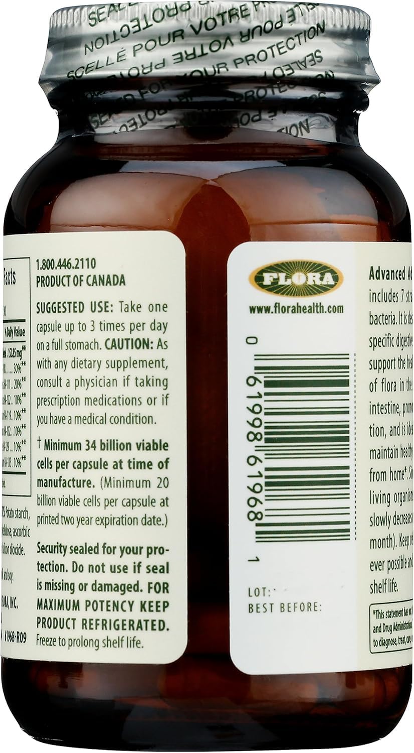 Advanced Senior-Specific Probiotic with 34 Billion Cells, Gluten-Free, Raw Formula - 30 Capsules