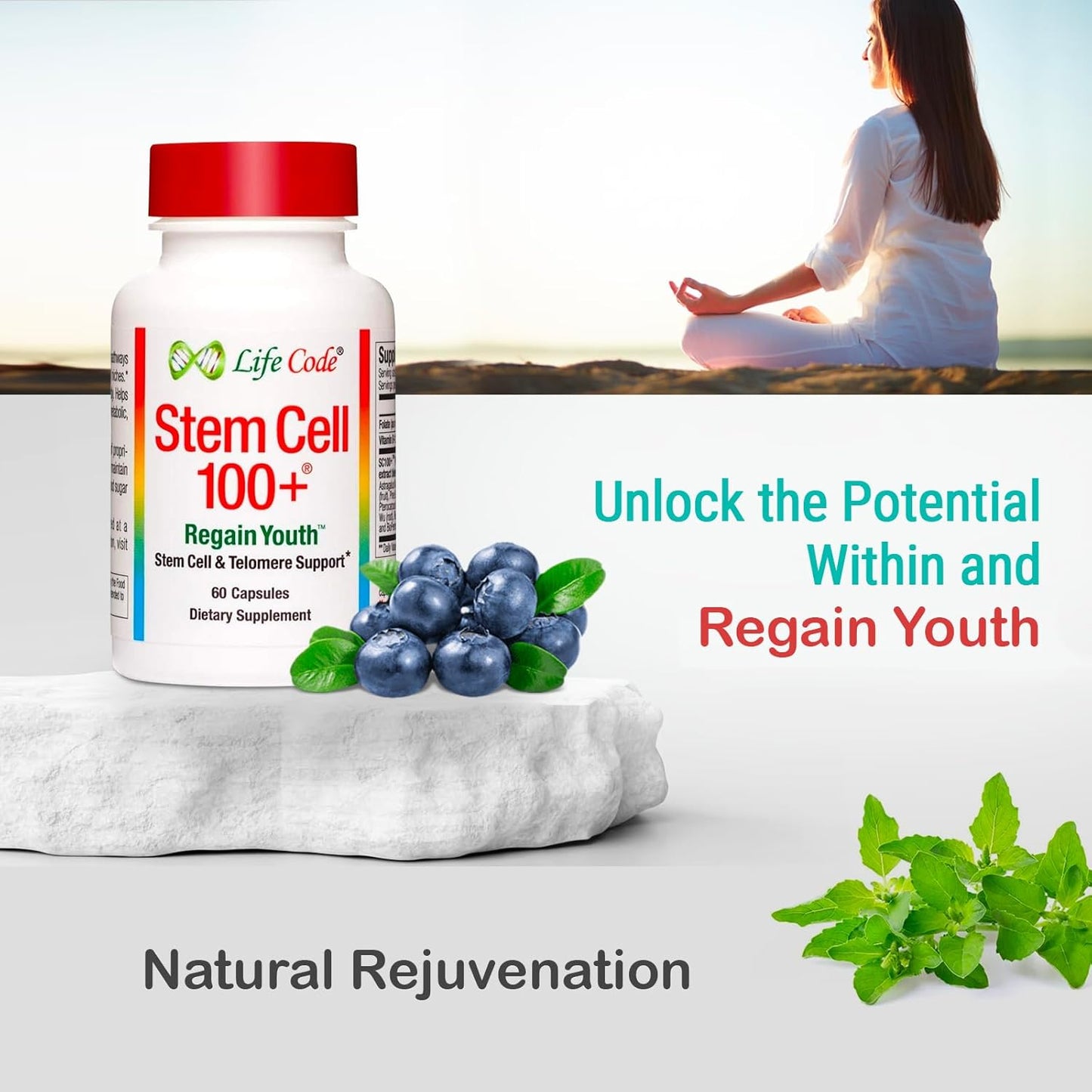 Advanced Stem Cell Supplement for Anti-Aging & Regeneration - Supports Telomeres, Longevity Genes, Neural Function, and More