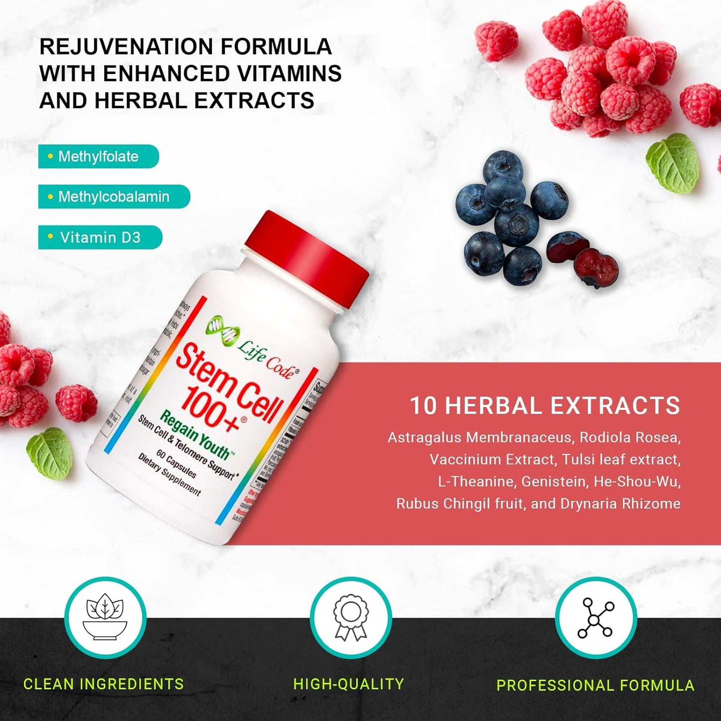 Advanced Stem Cell Supplement for Anti-Aging & Regeneration - Supports Telomeres, Longevity Genes, Neural Function, and More