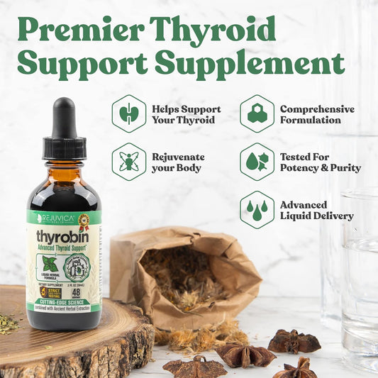 Advanced Thyroid Support Supplement with Liquid Delivery for Better Absorption - Contains Iodine, Stinging Nettle, Kelp, Astragalus, Ashwagandha & More by Rejuvica Health