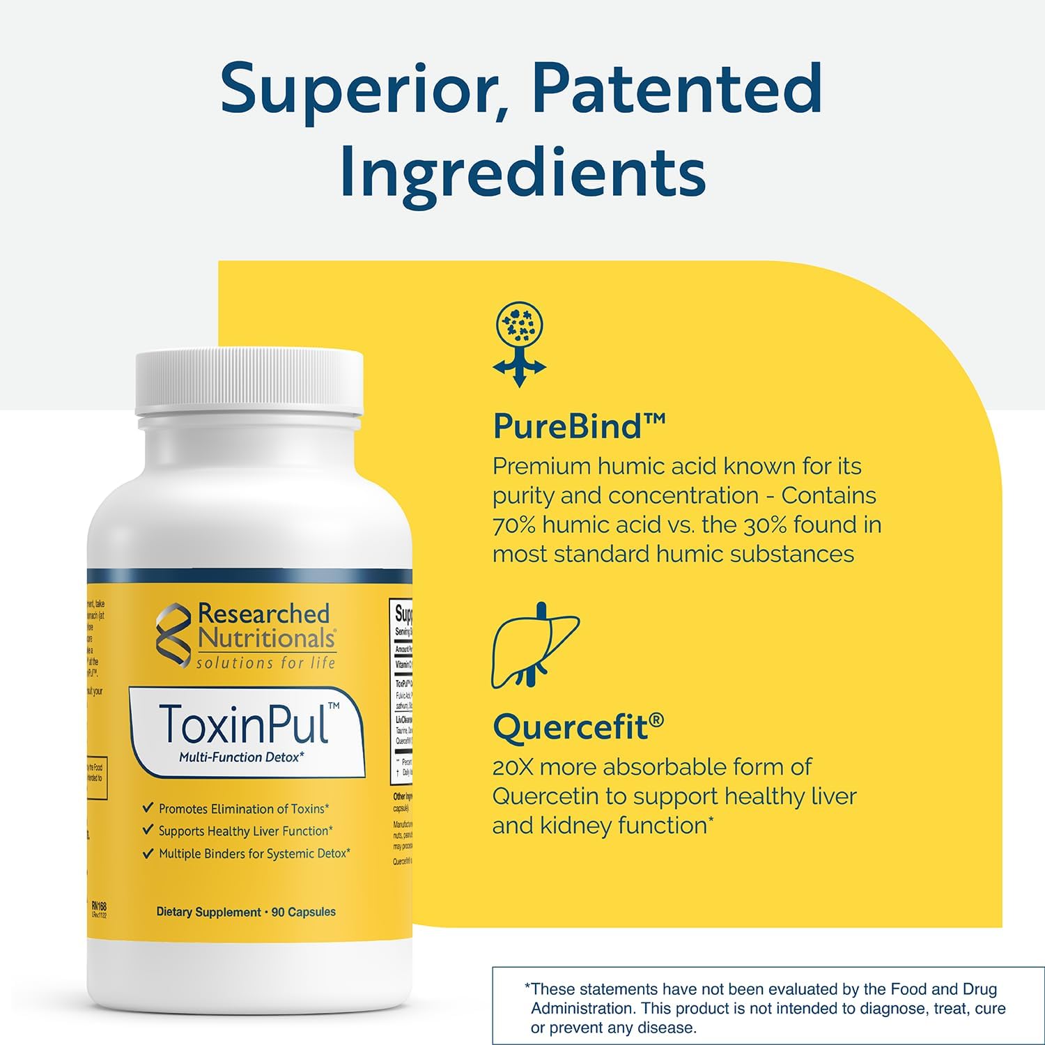 Advanced ToxinPul Binder & Detox Cleanse Support Supplement - Humic Acid, Fulvic Acid, Cilantro, Dandelion Root & Chlorella - 90 Capsules