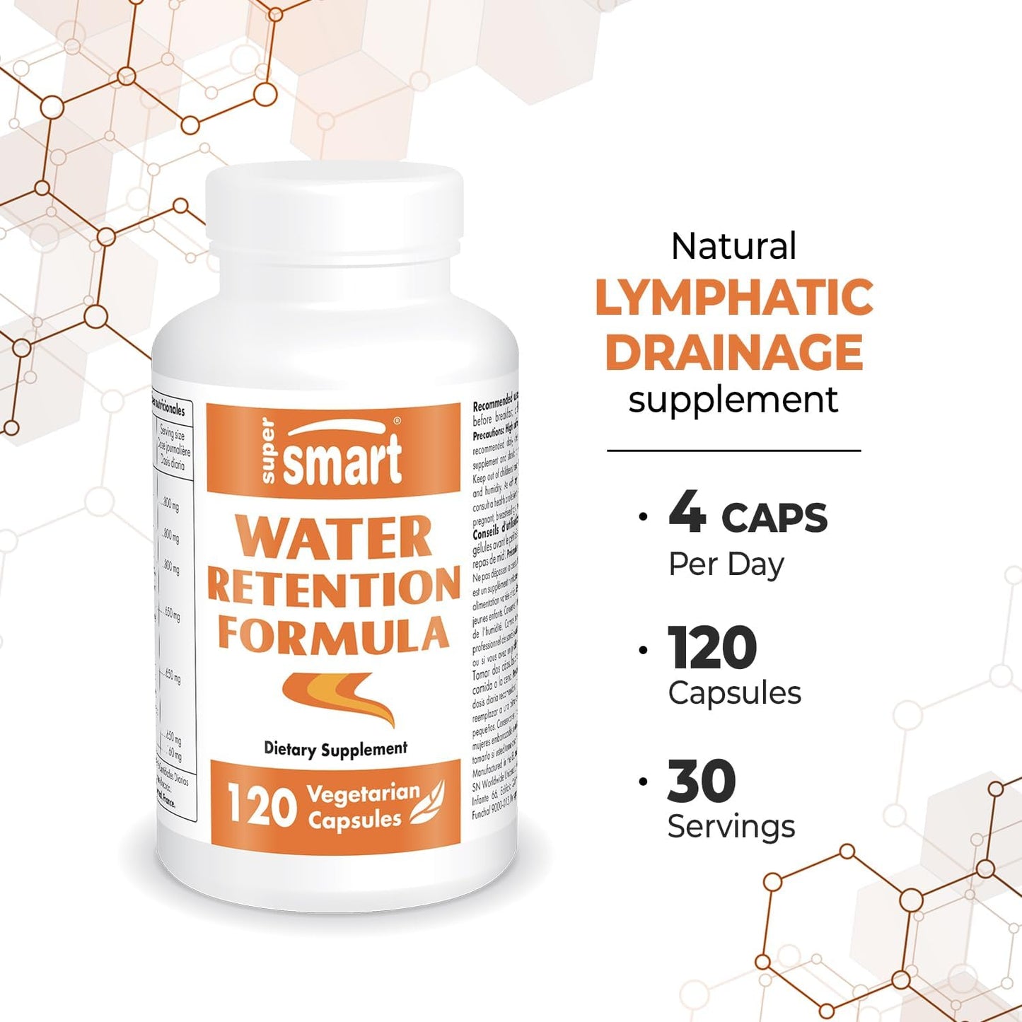 Advanced Water Retention Formula with Dandelion and Guarana - Natural Lymphatic Drainage Support - 120 Capsules