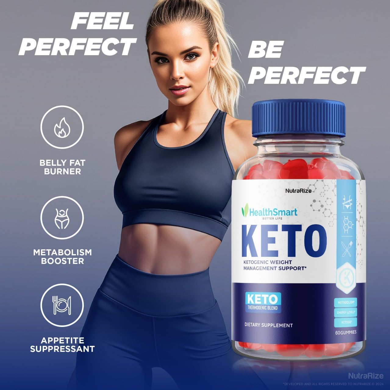 Advanced Weight Loss ACV Gummies - NutraRize HealthSmart Keto Supplement (60 Gummies)
