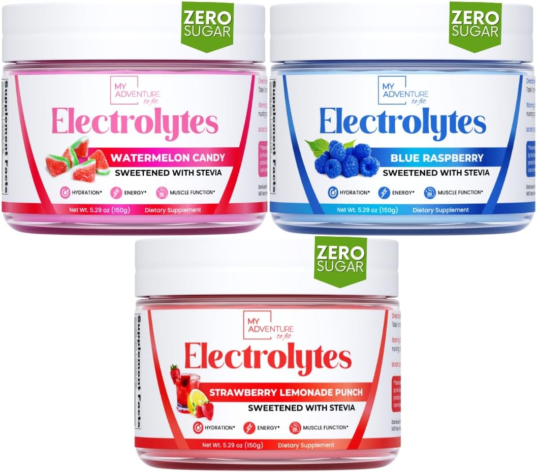 Adventure to Fit Electrolyte Powder Bundle - Zero Sugar, Blue Raspberry, Watermelon, Strawberry Lemonade Flavors