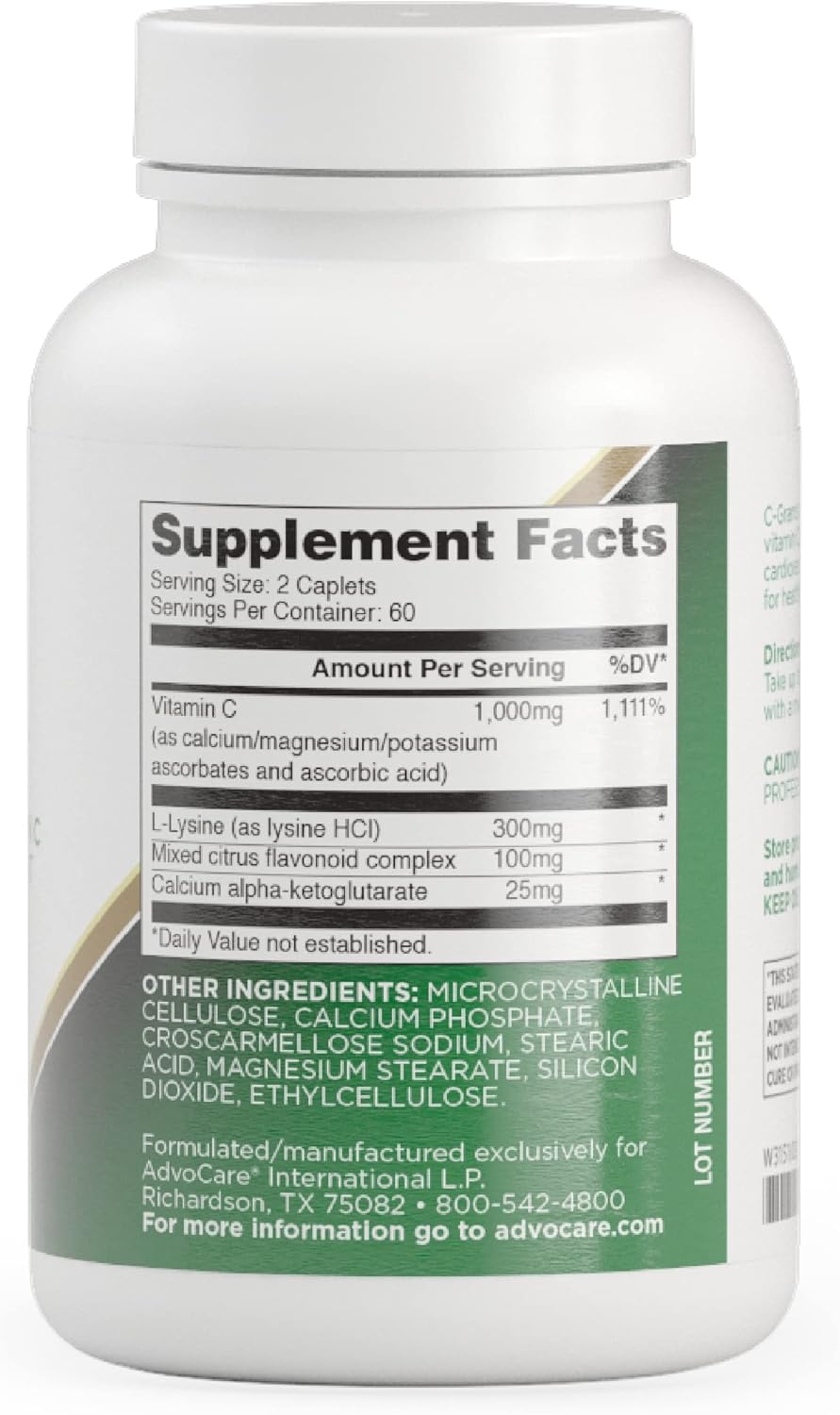 AdvoCare C-Grams: Premium Dietary Supplement for Skin, Immune System, and Heart Health - Vitamin C and Magnesium - 120 Caplets