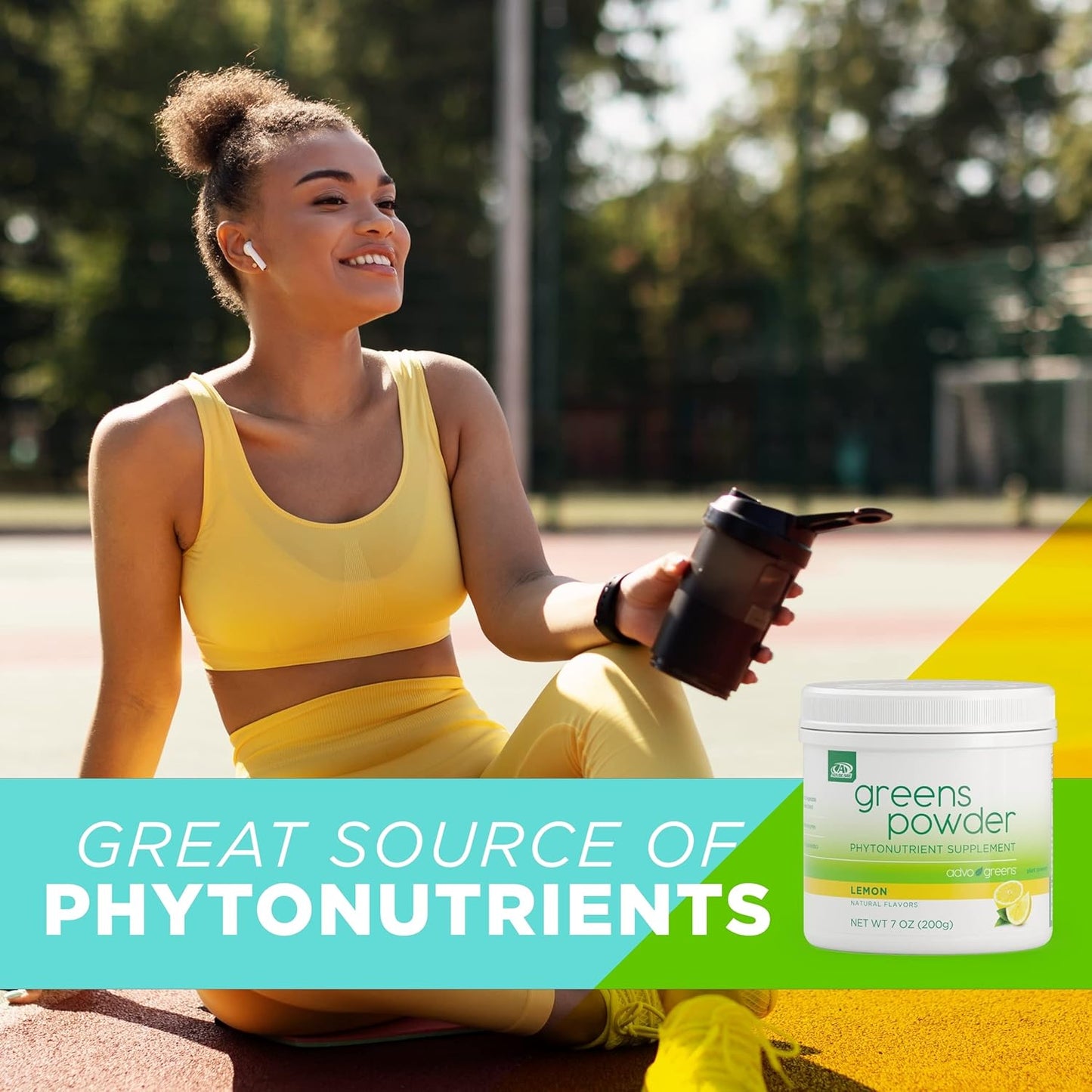 AdvoCare Greens Powder: Digestive Health Support with Antioxidants, Prebiotics, Probiotics - Broccoli & Carrot Powder - Lemon Flavor, 7 oz