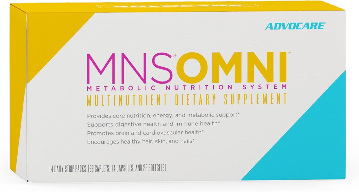 AdvoCare MNS Omni: Premium Daily Supplement for Immune, Digestive, and Heart Health - Supports Hair, Nails, and Skin - Includes Vitamins and Probiotics - 14 Packets