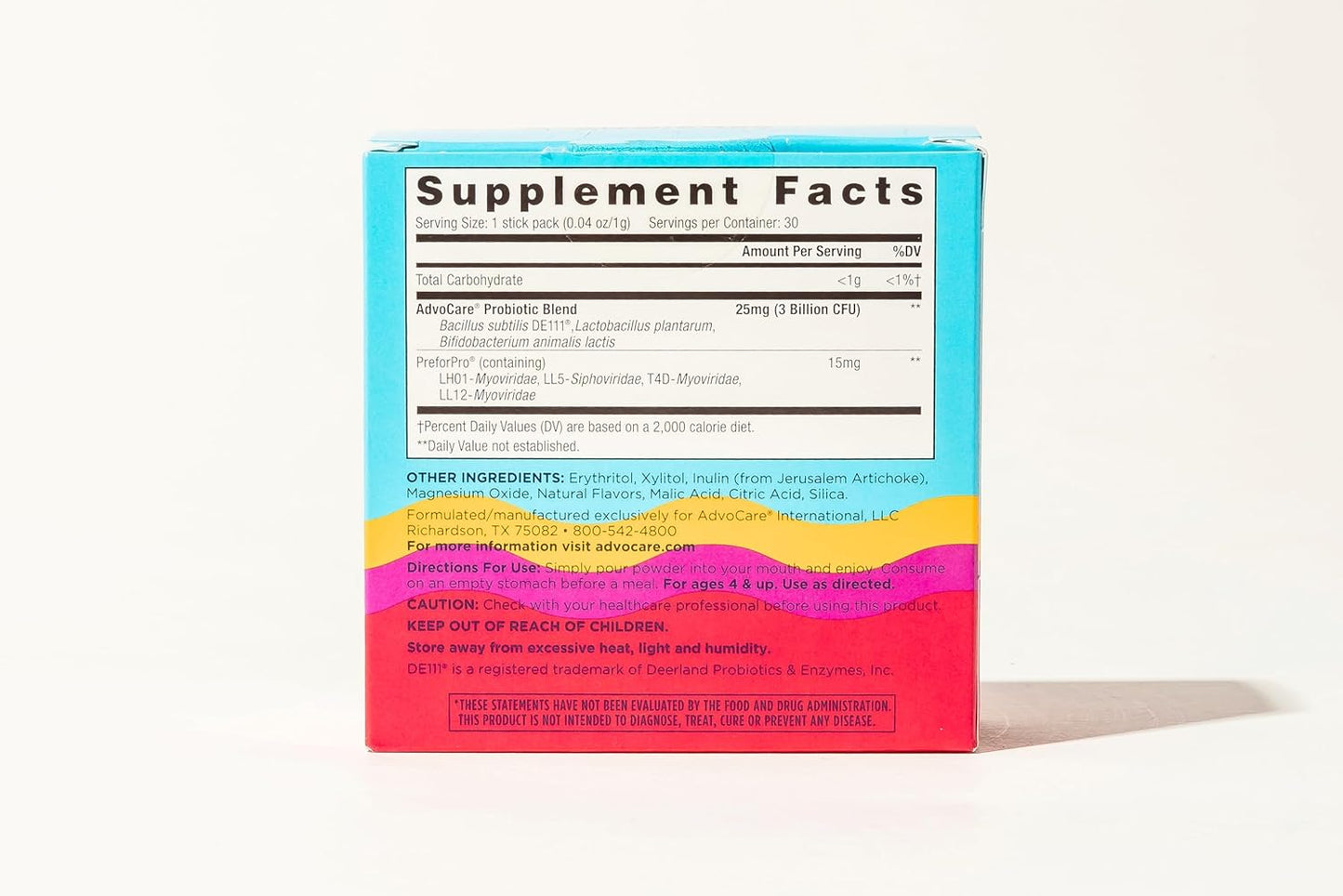 AdvoCare Probiotic Fastmelt - Premium Gut, Immune System & Heart Health Support Supplement - Wild Berry, 30 Stick Packs