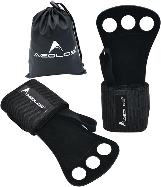 AEOLOS Gymnastics Hand Grips with Wrist Wrap Support for WODs, Pull-ups, Weightlifting, Kettlebells