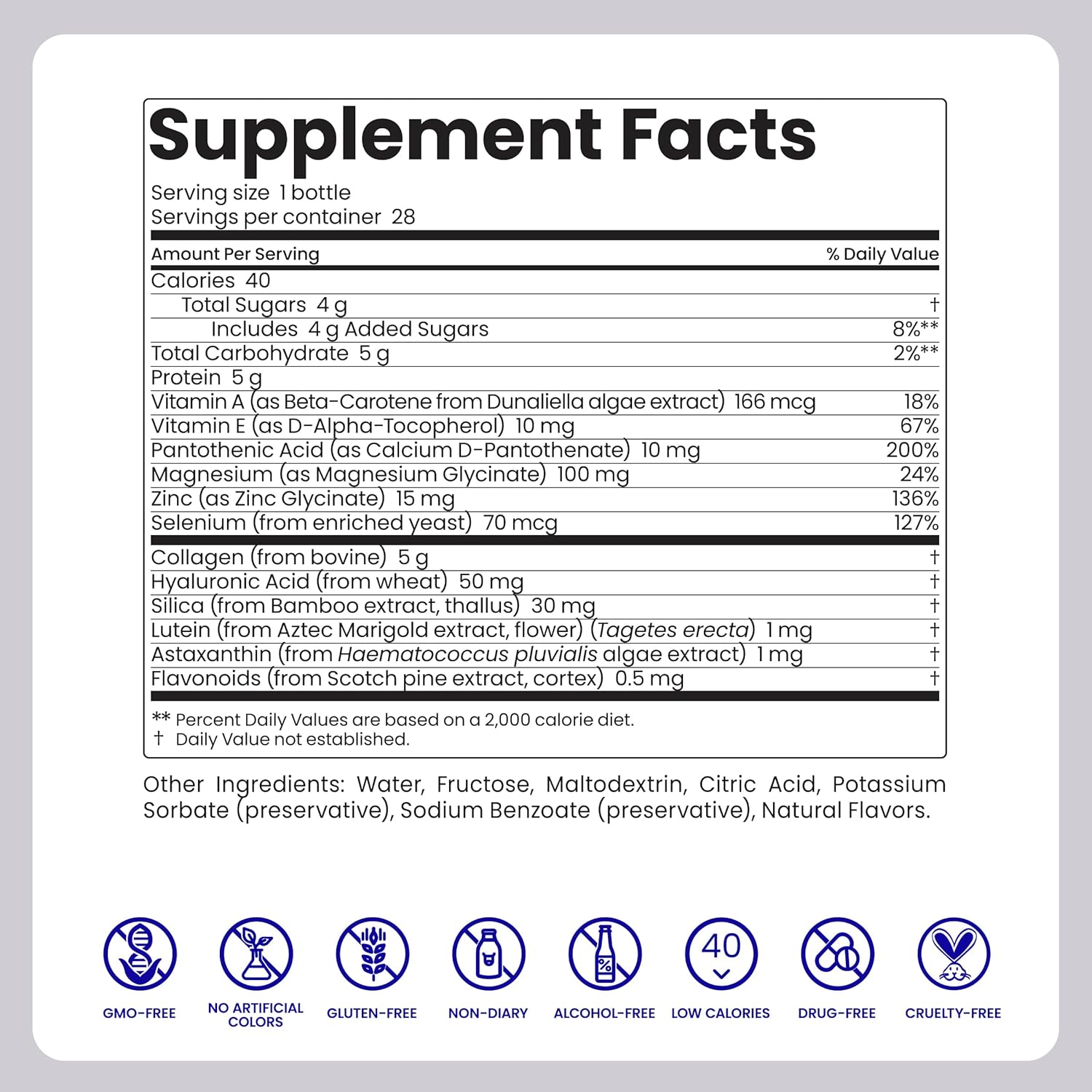 AETHERN Liquid Collagen and Hyaluronic Acid Supplement for Hydrated, Glowing Skin. Clinically Proven. UV Protection. 28 Servings