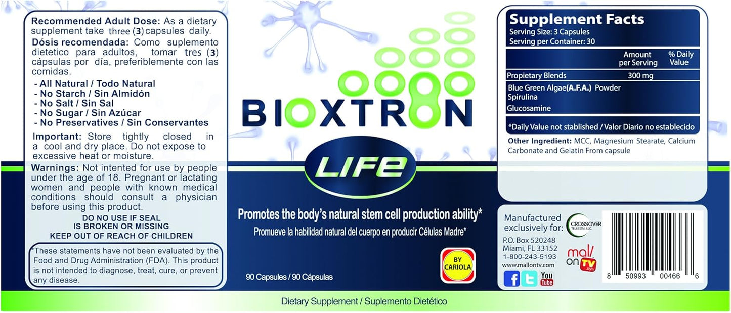 AFA Stem Cell Supplement for Joint Support, Muscle Pain, Energy, and Immune System - Blue Green Algae Spirulina - 90 Capsules + 2 oz Cream