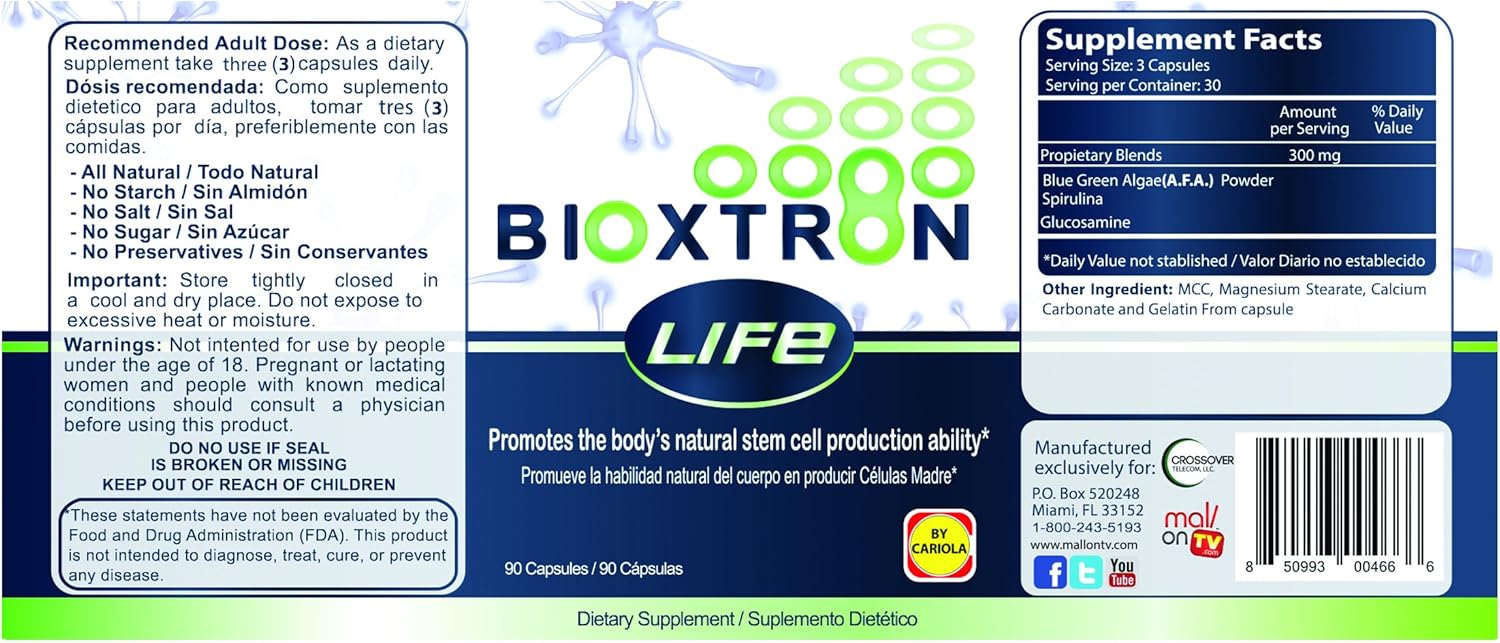 AFA Stem Cell Supplement for Joint Support, Muscle Pain, Energy, and Immune System - Blue Green Algae Spirulina - 90 Capsules + 2 oz Cream