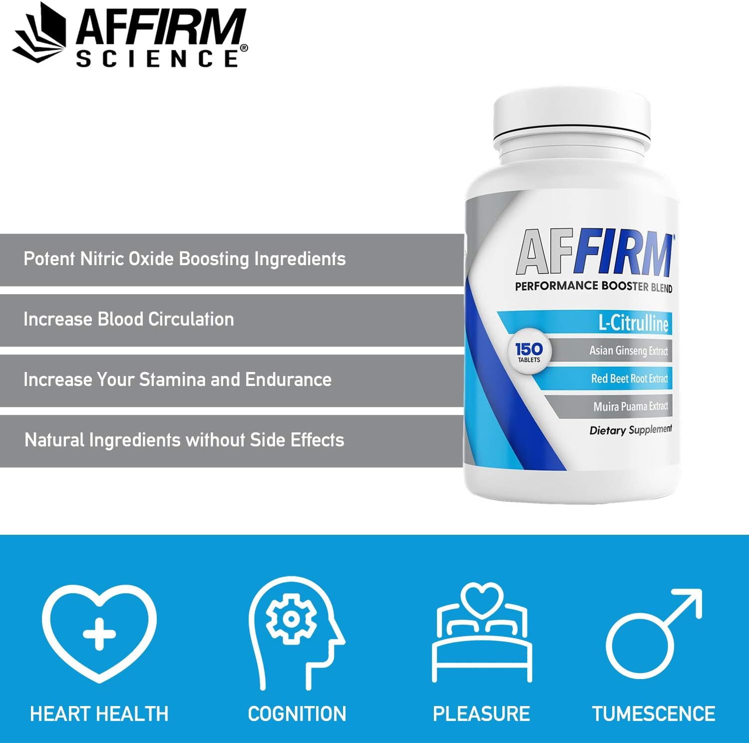 AFFIRM Science L-Citrulline Dietary Supplement 750mg 150 Tablets | Nitric Oxide Booster by Dr. Judson Brandeis | 75 Day Supply