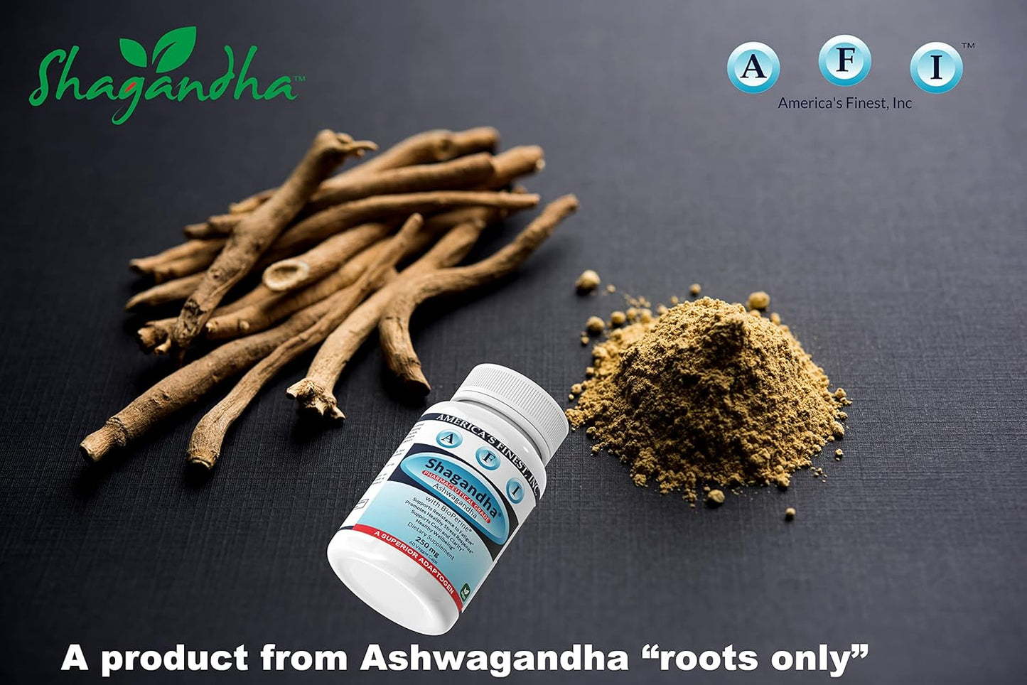 AFI America's Finest Inc Shagandha Capsules 250mg with BioPerine for Adrenal Fatigue, Calmness, and Clarity