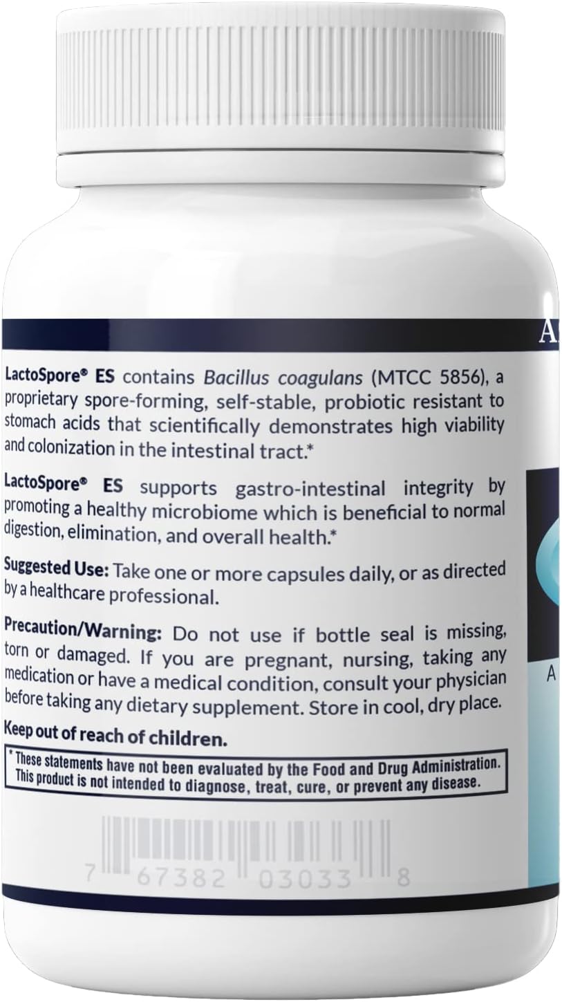 AFI LactoSpore Probiotic Capsules - Acid Resistant Support for Men and Women - 5 Billion CFUs - 60 Capsules