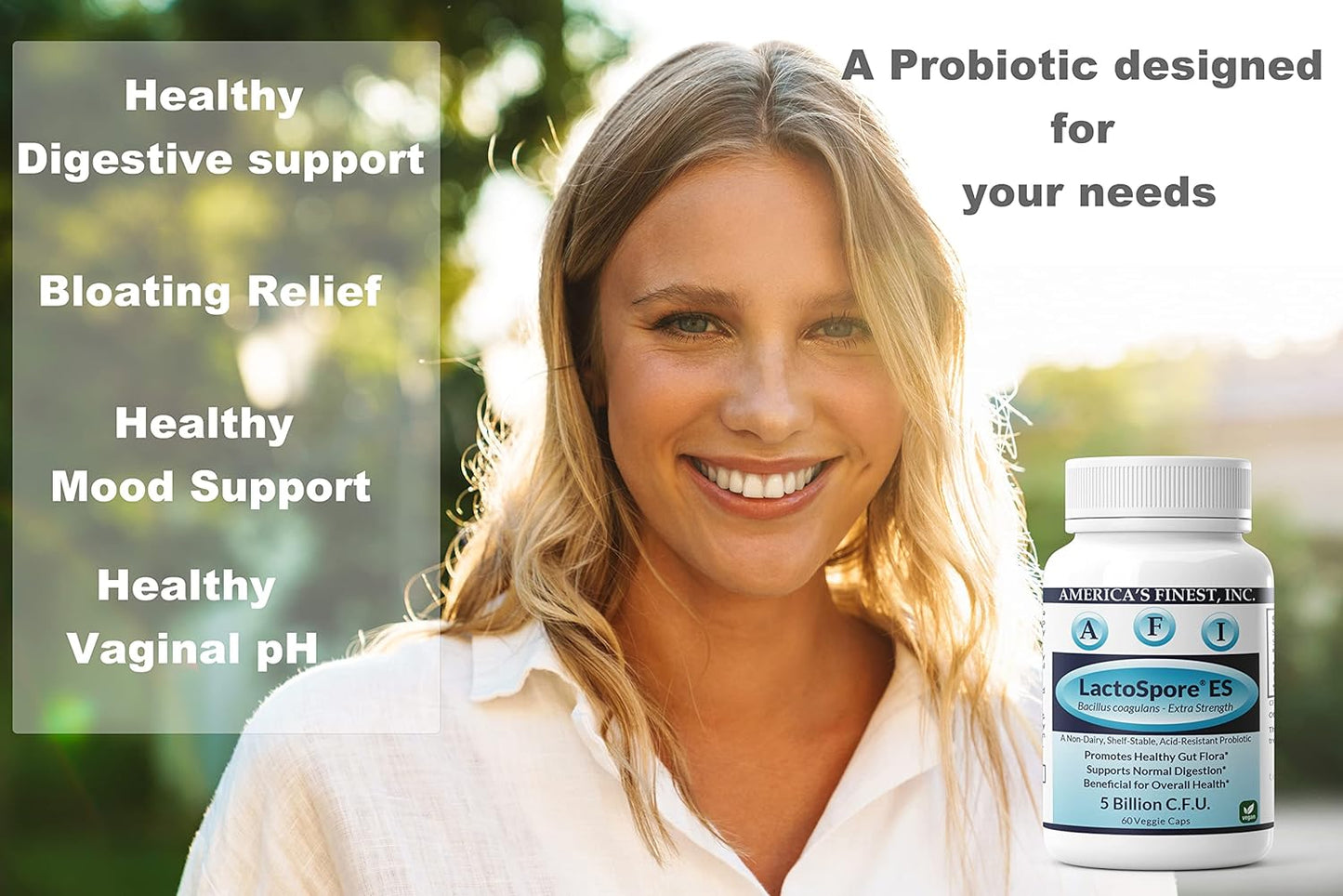 AFI LactoSpore Probiotic Capsules - Acid Resistant Support for Men and Women - 5 Billion CFUs - 60 Capsules