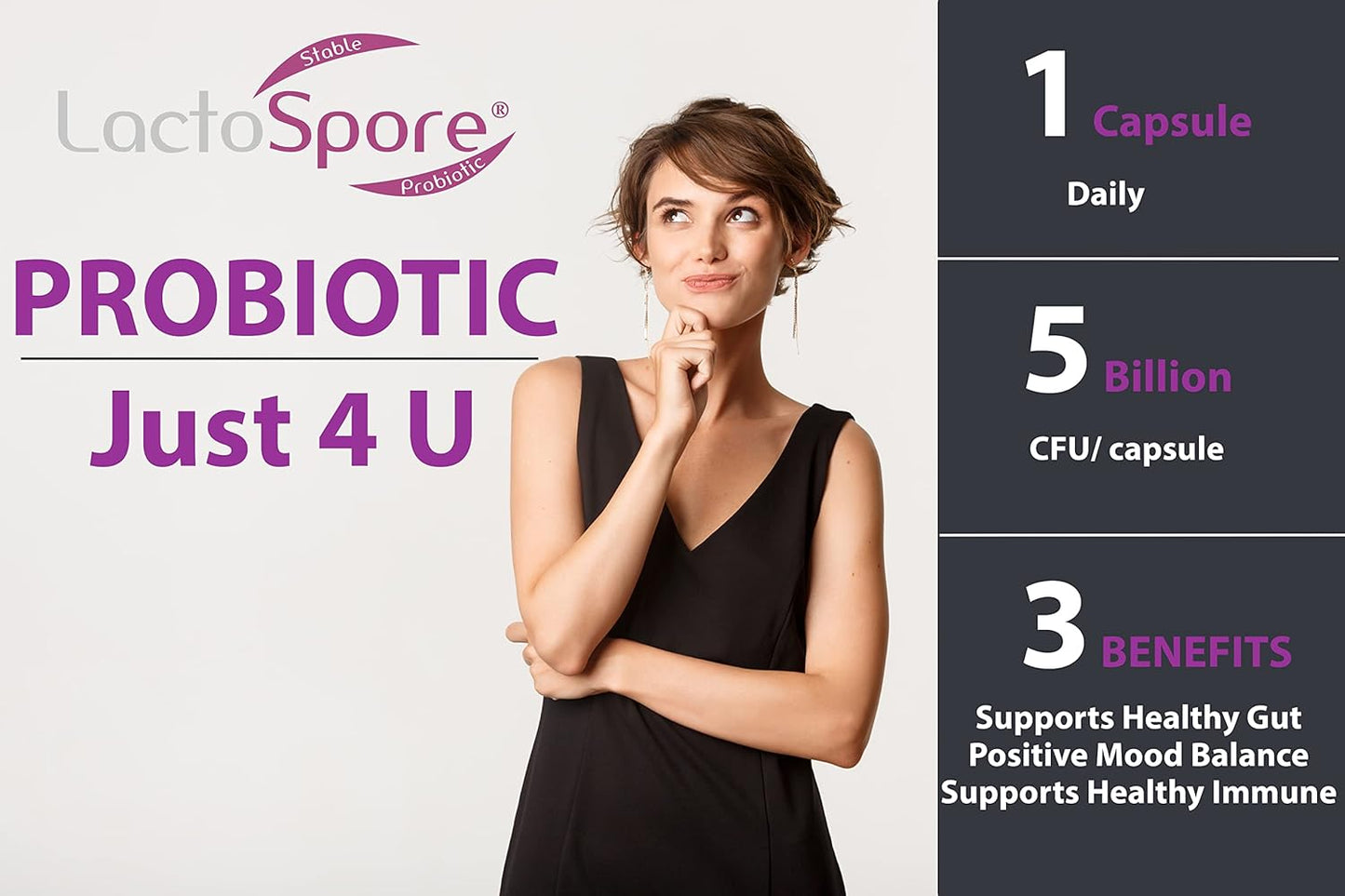 AFI LactoSpore Probiotic Capsules - Acid Resistant Support for Men and Women - 5 Billion CFUs - 60 Capsules