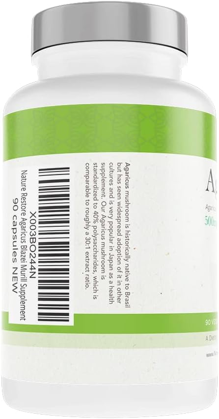 Agaricus Blazei Murill Extract Mushroom Supplement - 90 Capsules, 40% Polysaccharides for Immune Support