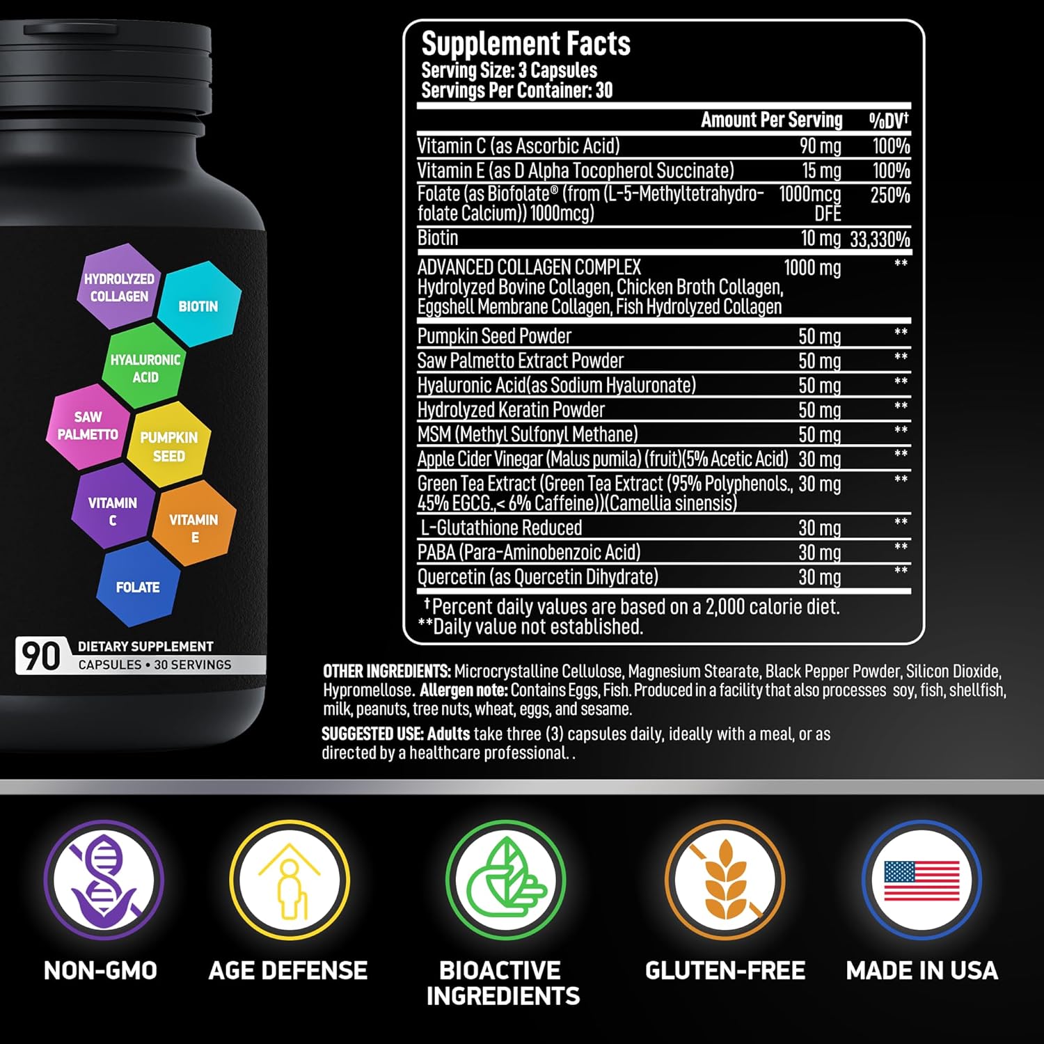 Age-Defying Beauty Collagen and Vegan Iron Supplements for Women by BIOACTIVE LABS - Bundle for Youthful Skin