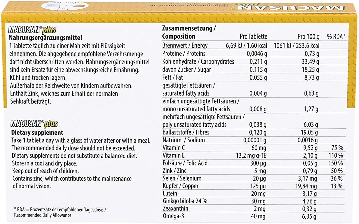 Age-Related Eye Health Supplement with Lutein, Zeaxanthin & Ginkgo Biloba for Dry Eye Relief and Improved Eyesight, Ideal for AMD Support