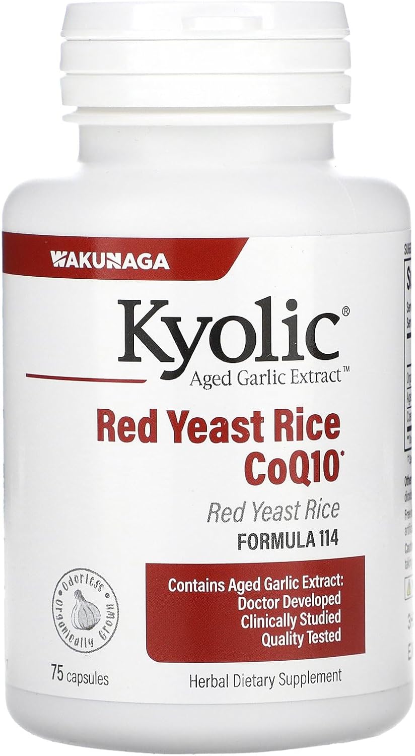 Aged Garlic Extract Formula 114 with Red Rice Yeast & Coq10, 75 Capsules - Enhanced Heart Health Supplement