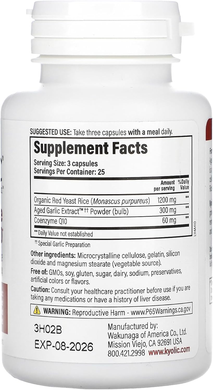 Aged Garlic Extract Formula 114 with Red Rice Yeast & Coq10, 75 Capsules - Enhanced Heart Health Supplement