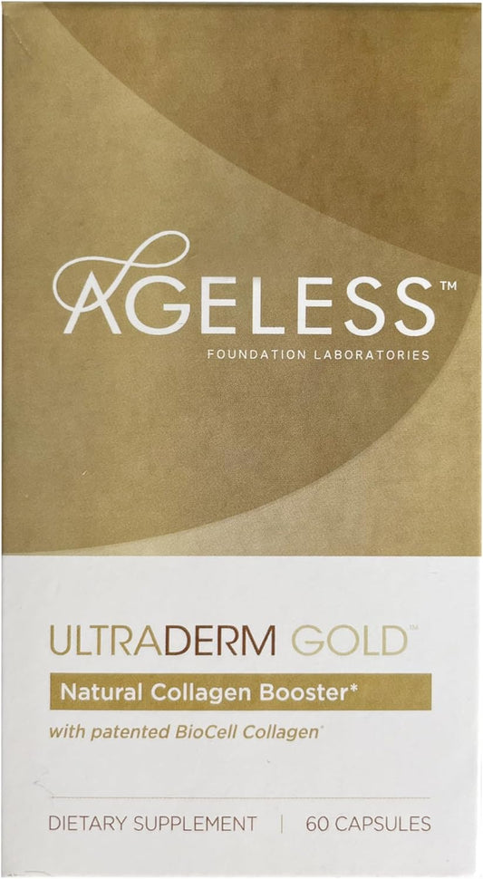 Ageless Foundation Laboratories UltraDERM Gold - Natural Collagen Booster Supplement - 60 Capsules with BioCell Collagen Boost