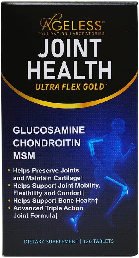 Ageless Foundation Laboratories UltraFlex Gold Joint Health Supplement - Glucosamine, Chondroitin, MSM - 120 Capsules for Joint Mobility