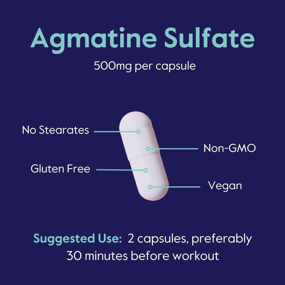 Agmatine Sulfate 500mg Capsules - 240 Vegetarian, Vegan, Non GMO, Gluten Free - High Quality Formula by BESTVITE