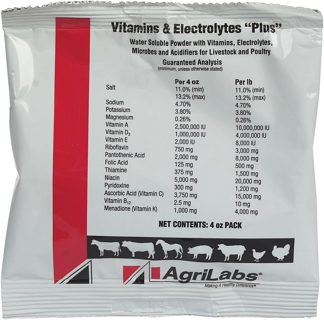 Agrilabs 4oz Vitamin and Electrolyte Supplement for Livestock and Poultry