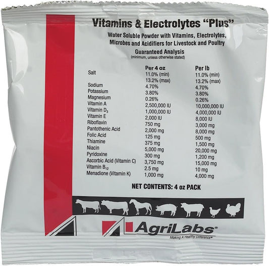 Agrilabs 4oz Vitamin and Electrolyte Supplement for Livestock and Poultry